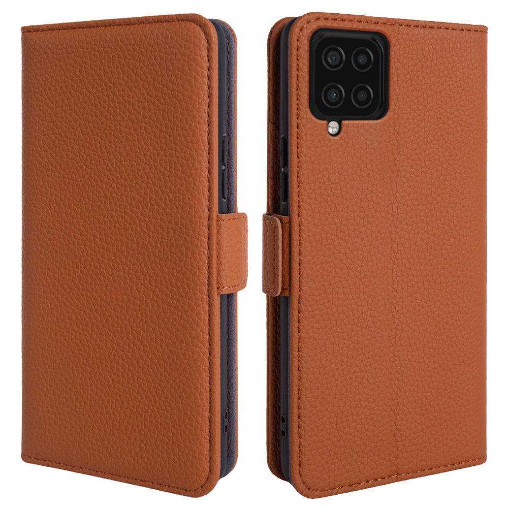 For Samsung Galaxy F22 Fall Proof Genuine Cow Leather Stand Cover Litchi Texture Wallet Phone Case For Samsung Galaxy F22 Fall Proof Genuine Cow Leather Stand Cover Litchi Texture Wallet Phone Case